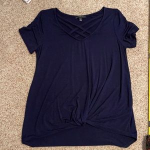 Signature Studio Navy Blue Criss-cross Blouse